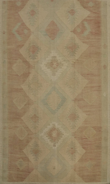 Earth Tones Wool Kilim Flat Weave Area Rug 6x10