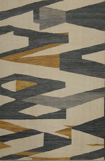 Modern Wool Kilim Geometric Area Rug 9x12
