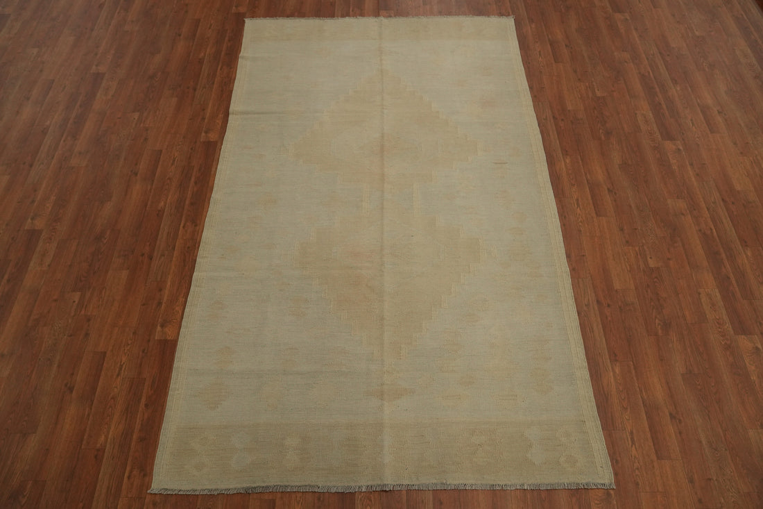 Earth Tones Wool Kilim Room Size Area Rug 5x8