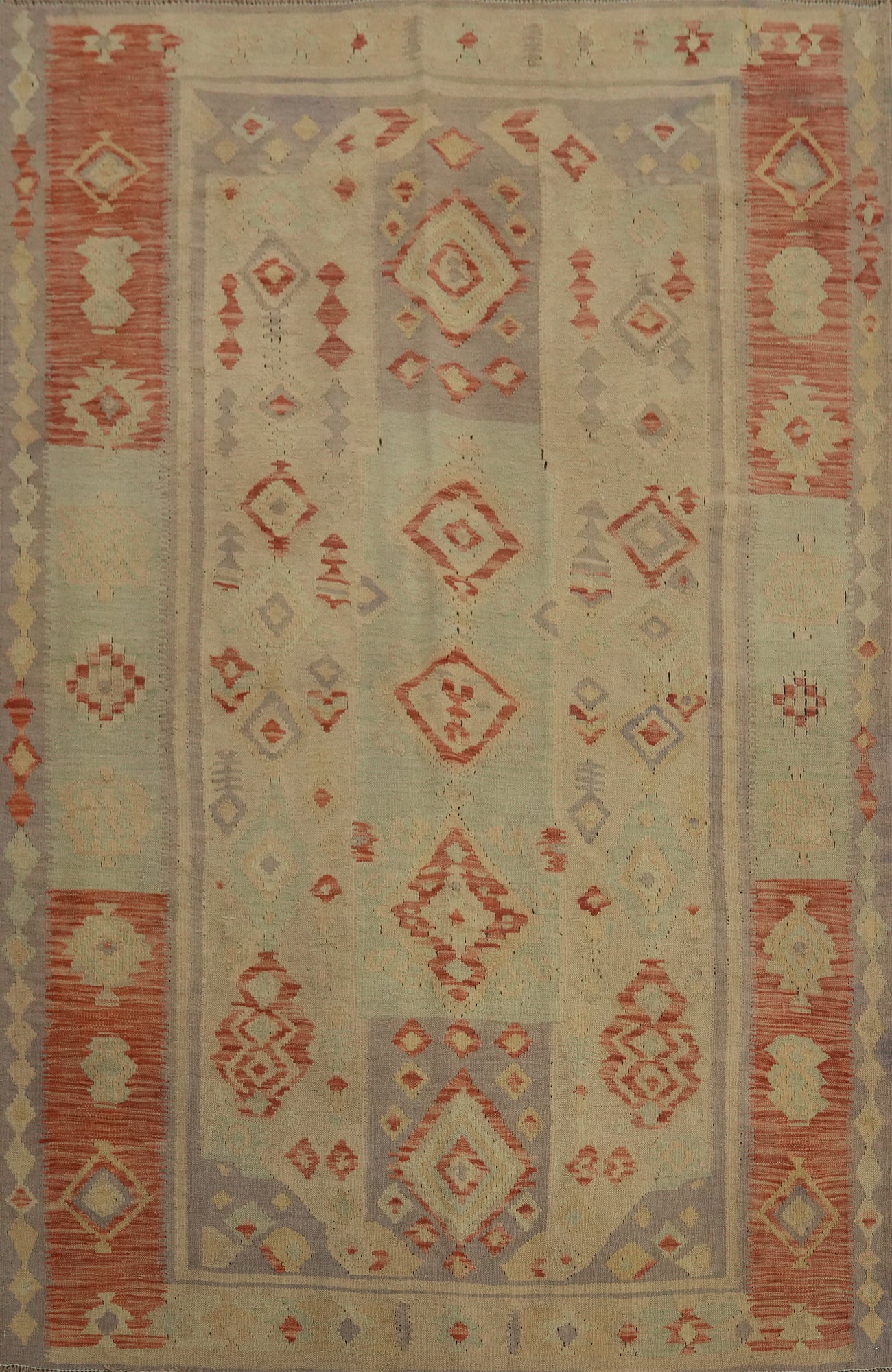 Earth Tones Wool Kilim Flat Weave Rug 5x6