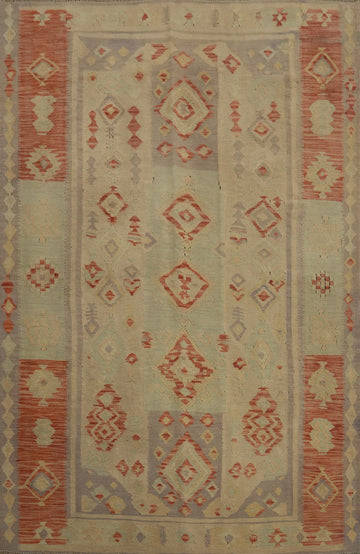 Earth Tones Wool Kilim Flat Weave Rug 5x6