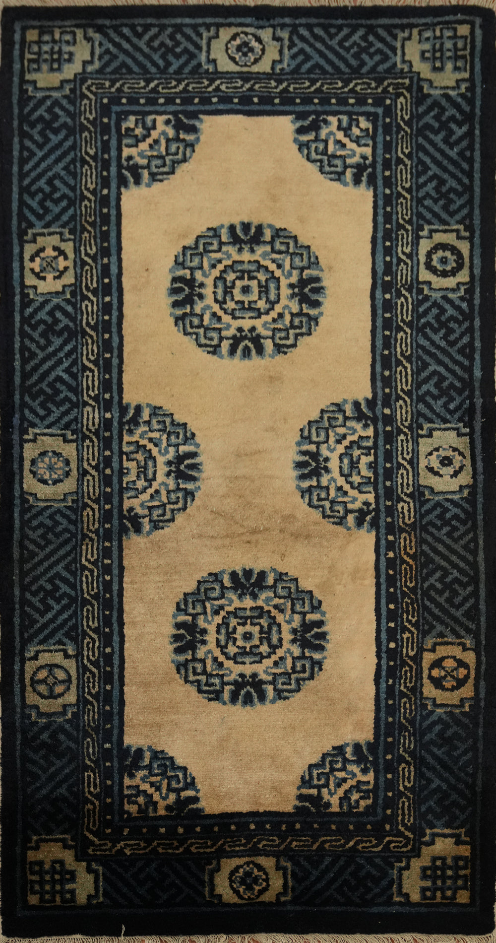 Vegetable Dye Art Deco Chinese Rug 2x4