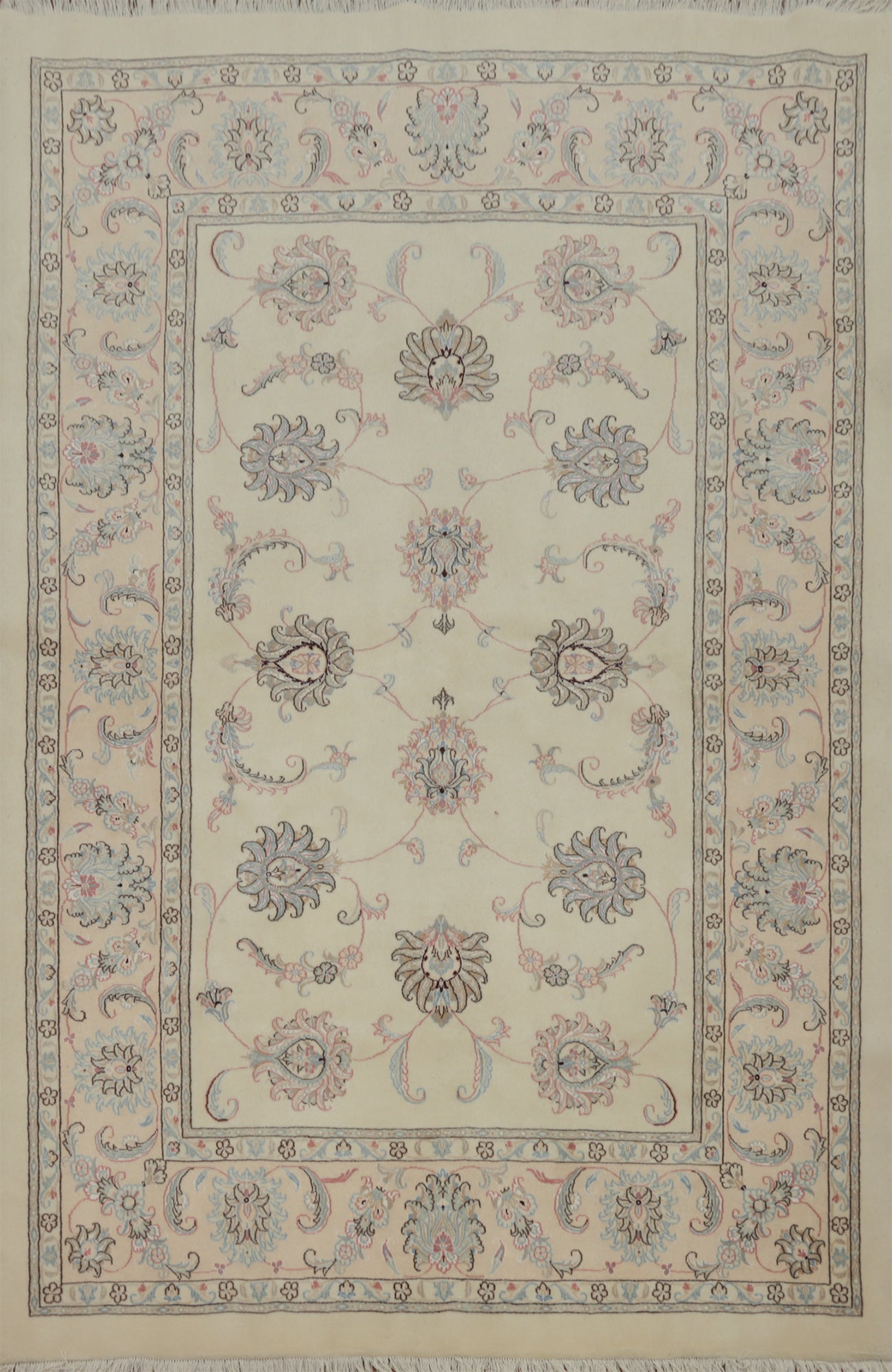 Ivory Floral Tabriz Persian Area Rug 6x8