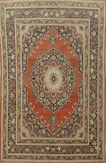 Antique Vegetable Dye Tabriz Haj Jalili Persian Rug 4x6