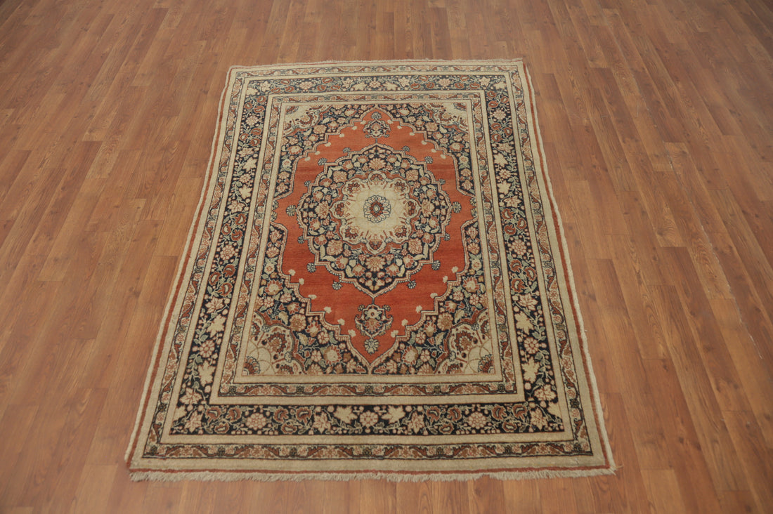Antique Vegetable Dye Tabriz Haj Jalili Persian Rug 4x6