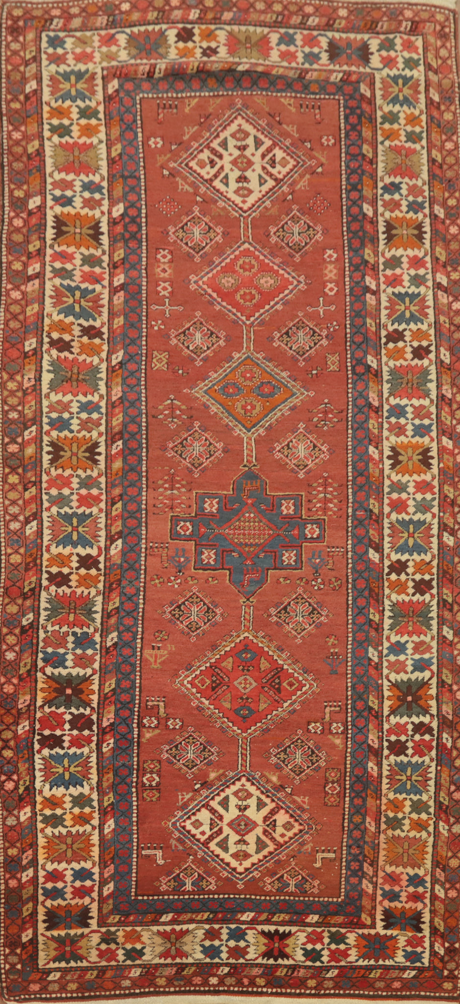 Antique Vegetable Dye Heriz Serapi Persian Runner Rug 4x10