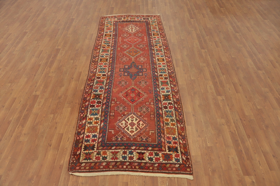 Antique Vegetable Dye Heriz Serapi Persian Runner Rug 4x10