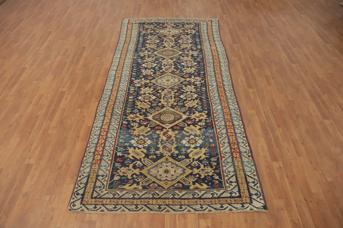 Pre-1900 Antique Kazak Vegetable Dye Area Rug 5x11