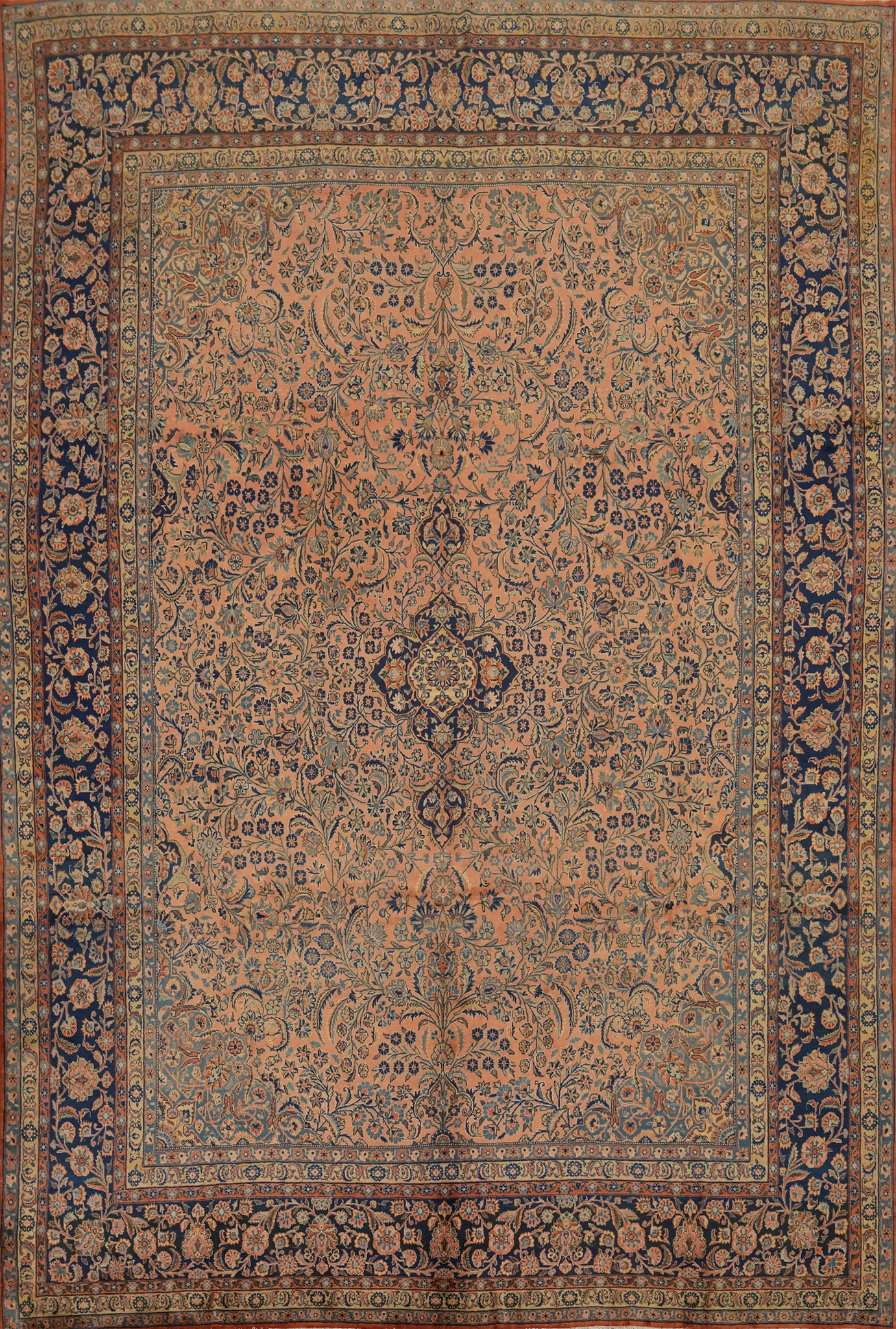Antique Vegetable Dye Kashan Persian Area Rug 10x13