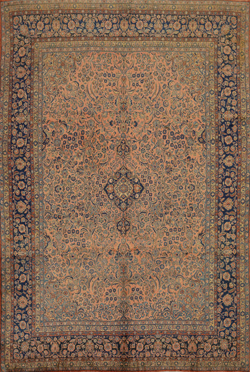 Antique Vegetable Dye Kashan Persian Area Rug 10x13