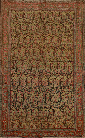 Pre-1900 Antique Vegetable Dye Wool Senneh Persian Rug 4x6