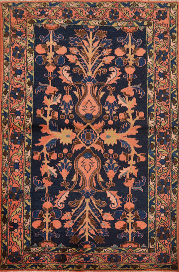 Vegetable Dye Navy Blue Floral Lilian Persian Rug 3x5