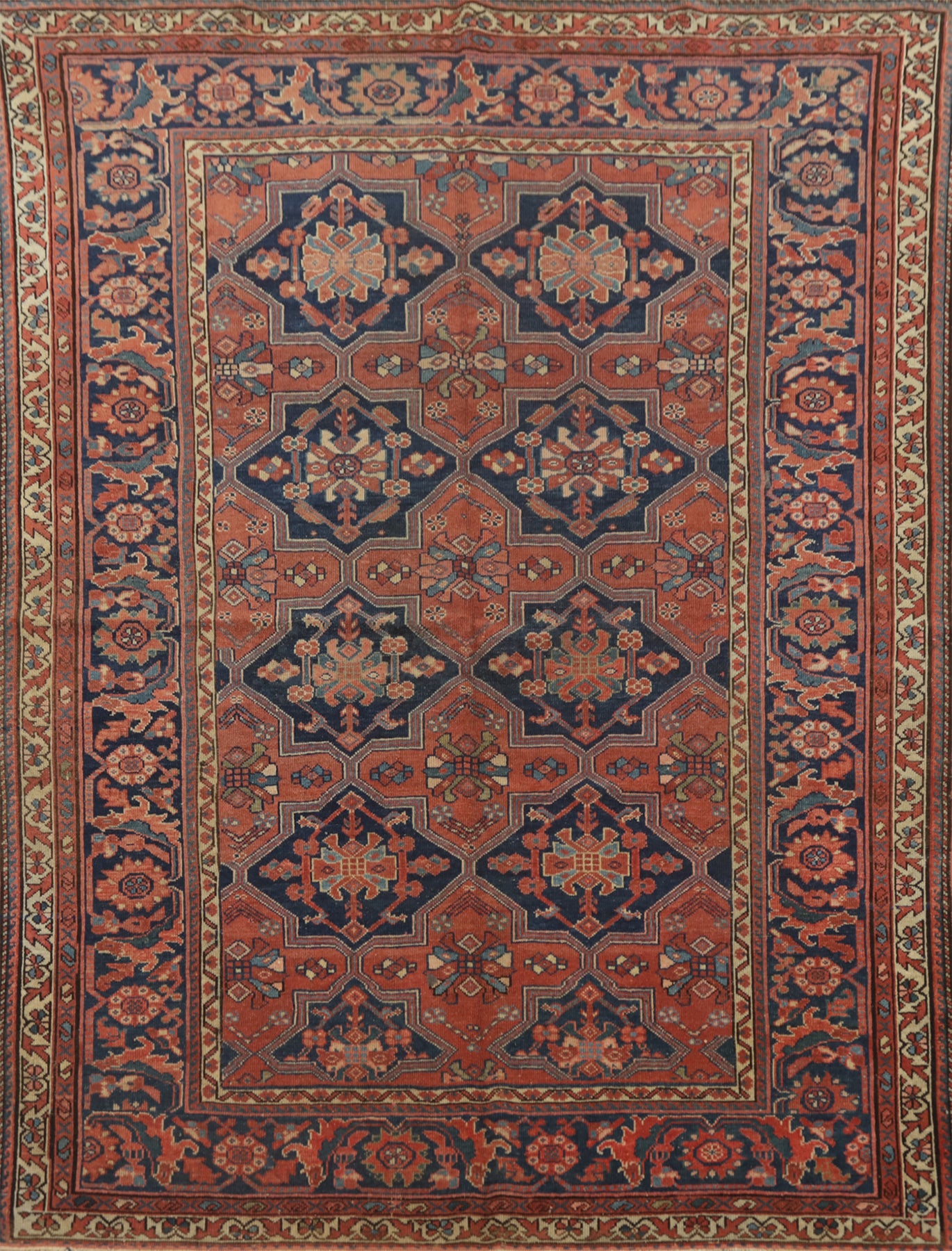 Pre-1900 Antique Bakhtiari Vegetable Dye Persian Rug 5x7