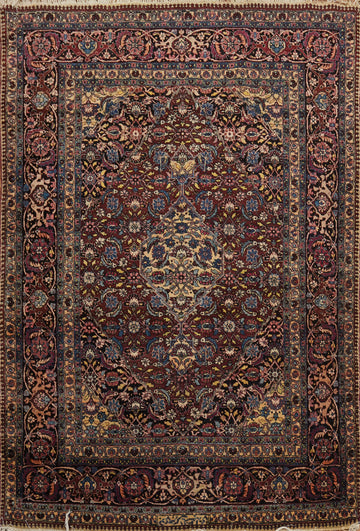 Antique Signed Mashad Vegetable Dye Persian Rug 4x6