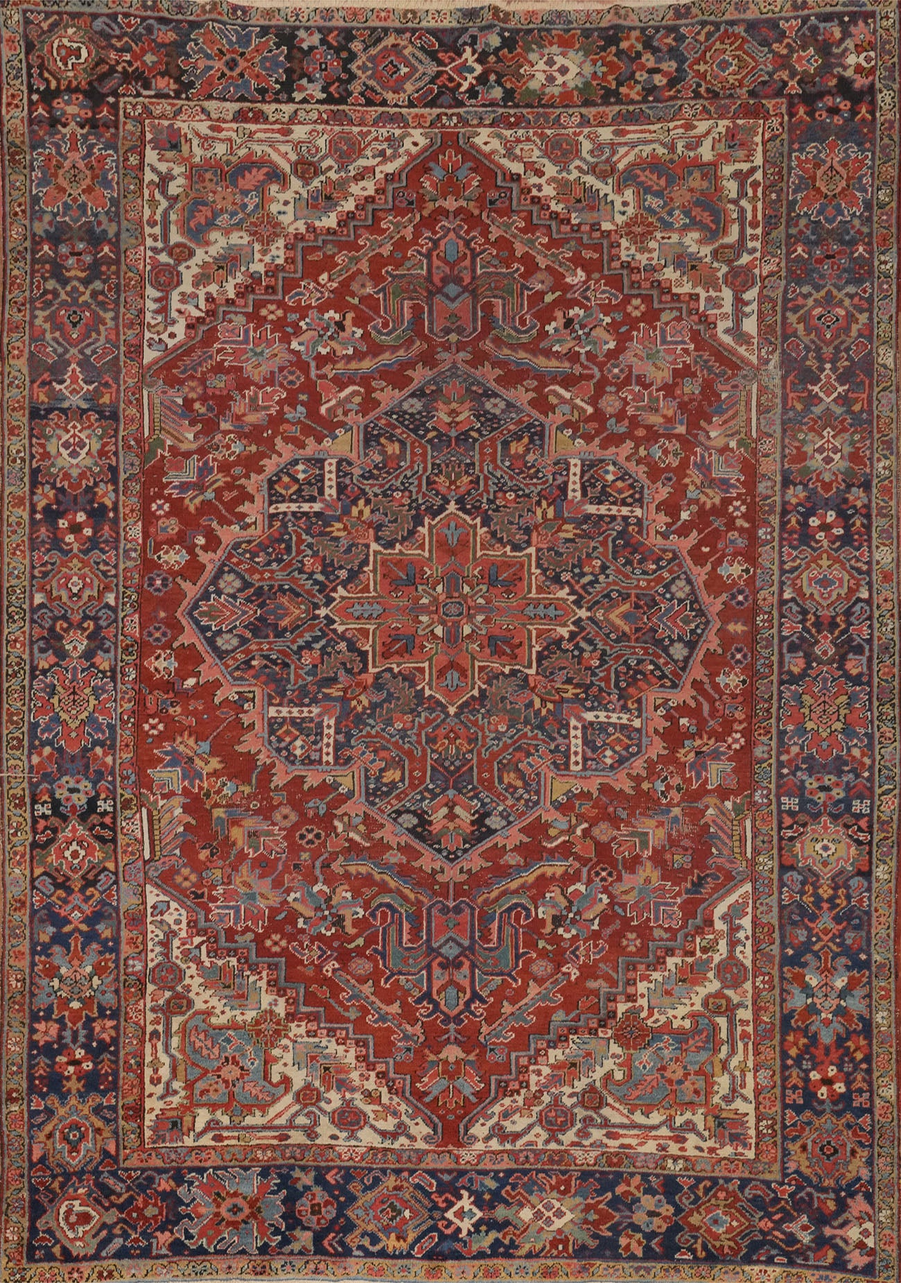 Pre-1900 Vegetable Dye Heriz Serapi Persian Area Rug 8x11
