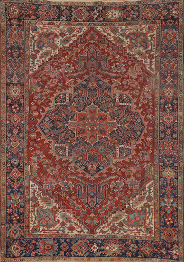 Pre-1900 Vegetable Dye Heriz Serapi Persian Area Rug 8x11