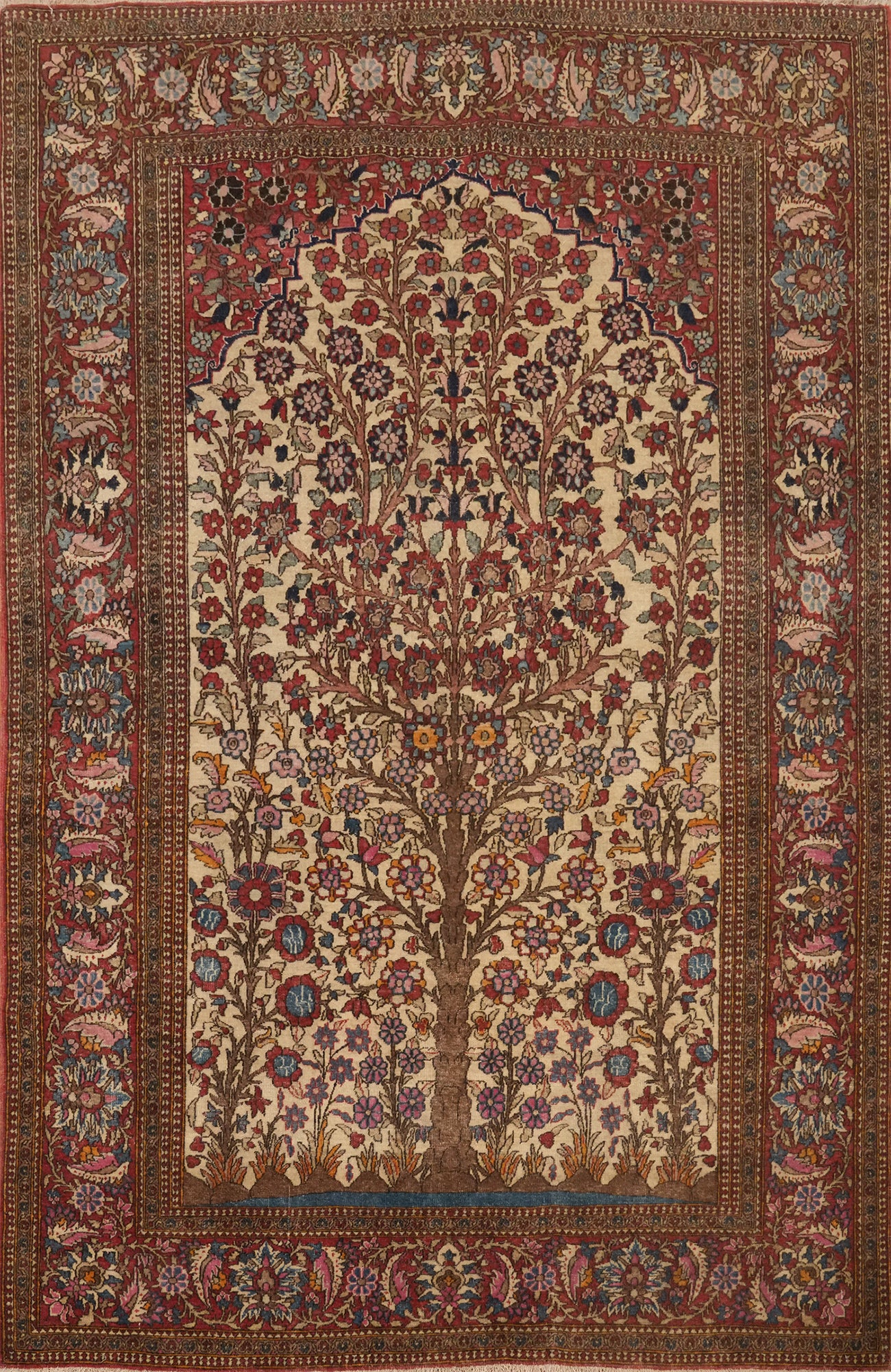 Pre-1900 Antique Isfahan Vegetable Dye Persian Rug 5x6