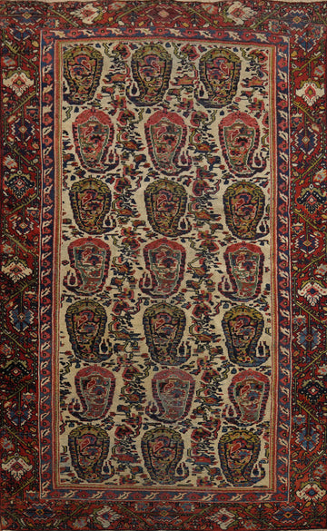 Pre-1900 Antique Sultanabad Vegetable Dye Persian Rug 4x6