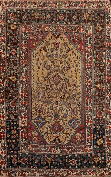 Vegetable Dye Qashqai Persian Rug 4x6