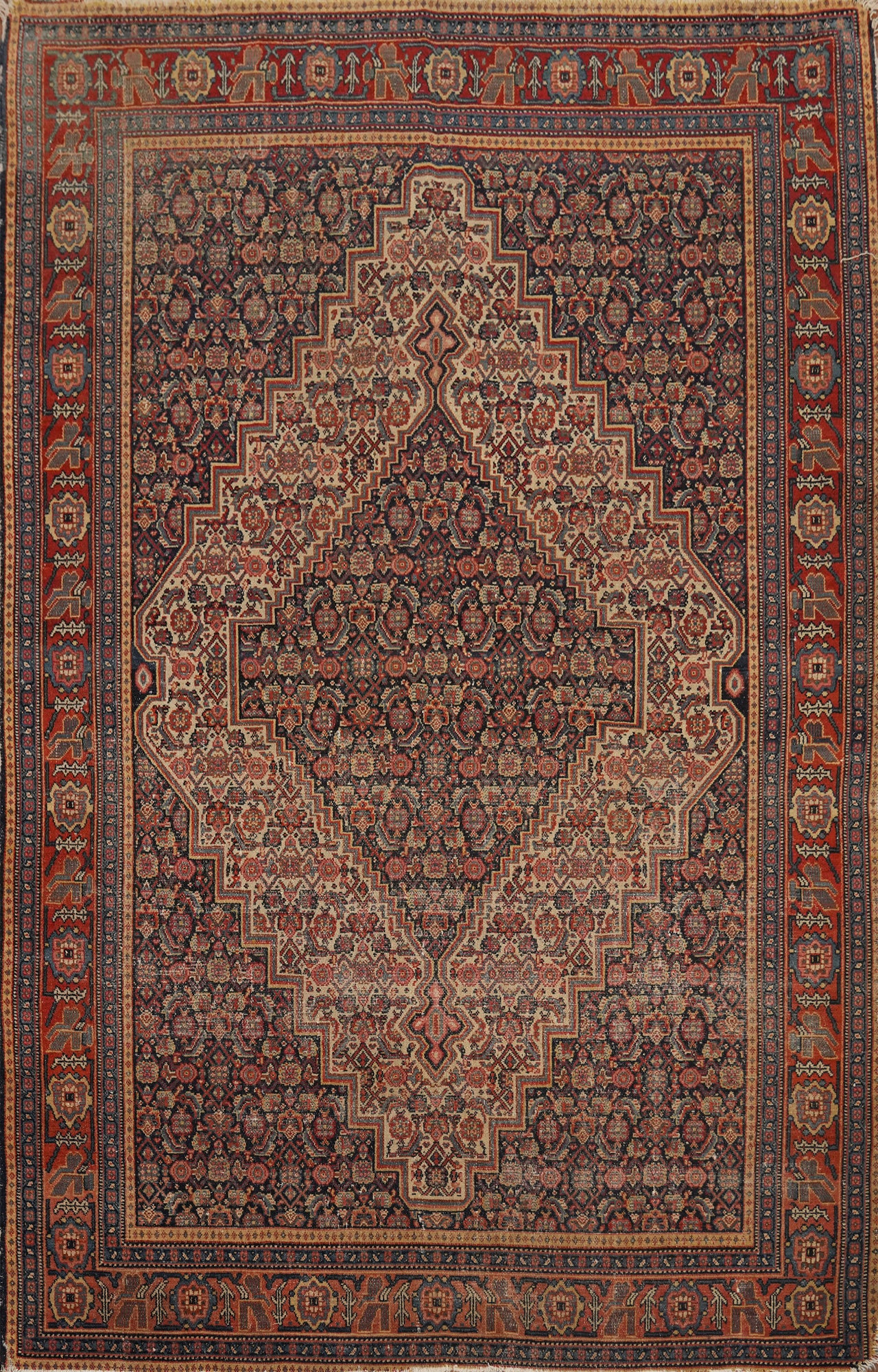Pre-1900 Antique Senneh Persian Rug 4x6