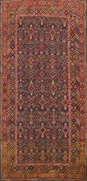 Pre-1900 Antique Kazak Vegetable Dye Large Rug 7x15