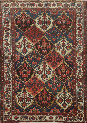 Antique Vegetable Dye Bakhtiari Persian Rug 5x6