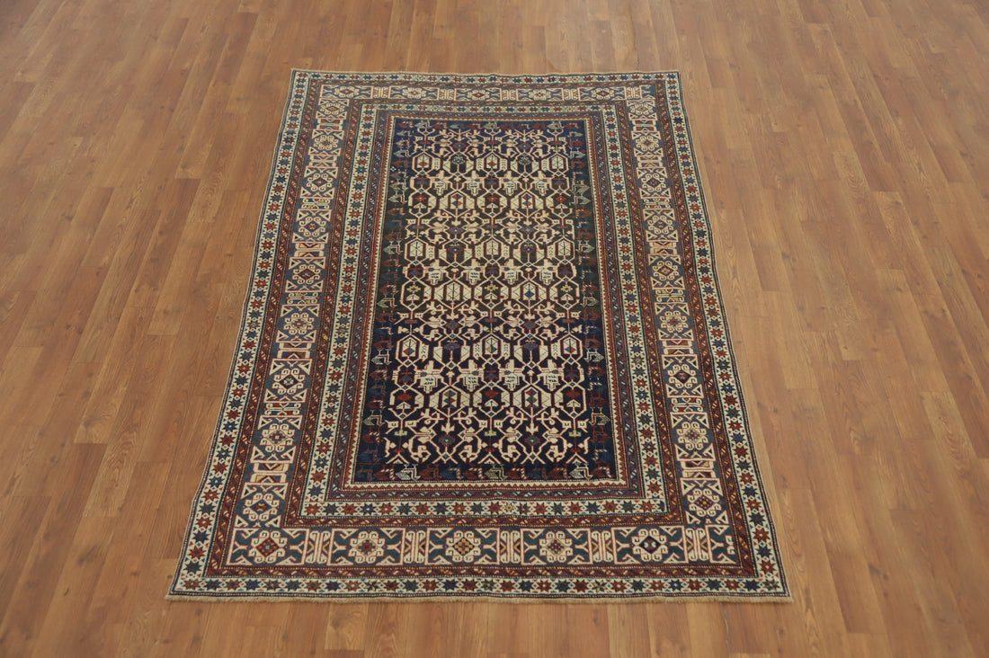 Pre-1900 Antique Kazak Vegetable Dye Rug 4x6