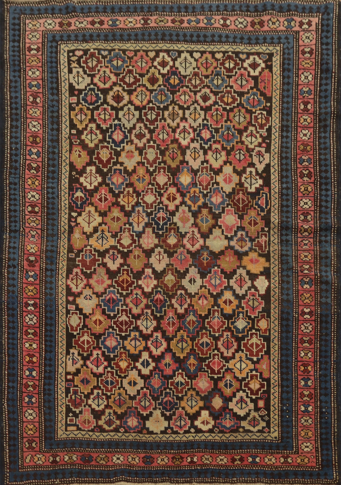 Pre-1900 Antique Kazak Vegetable Dye Rug 4x5