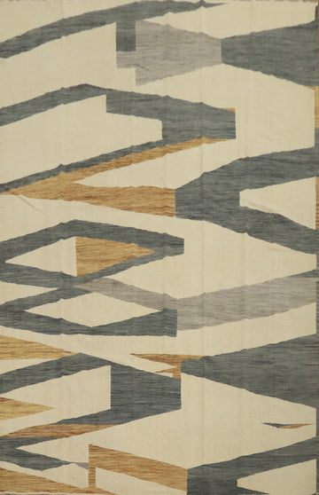 Geometric Elegance Modern Abstract Kilim Area Rug 10x13