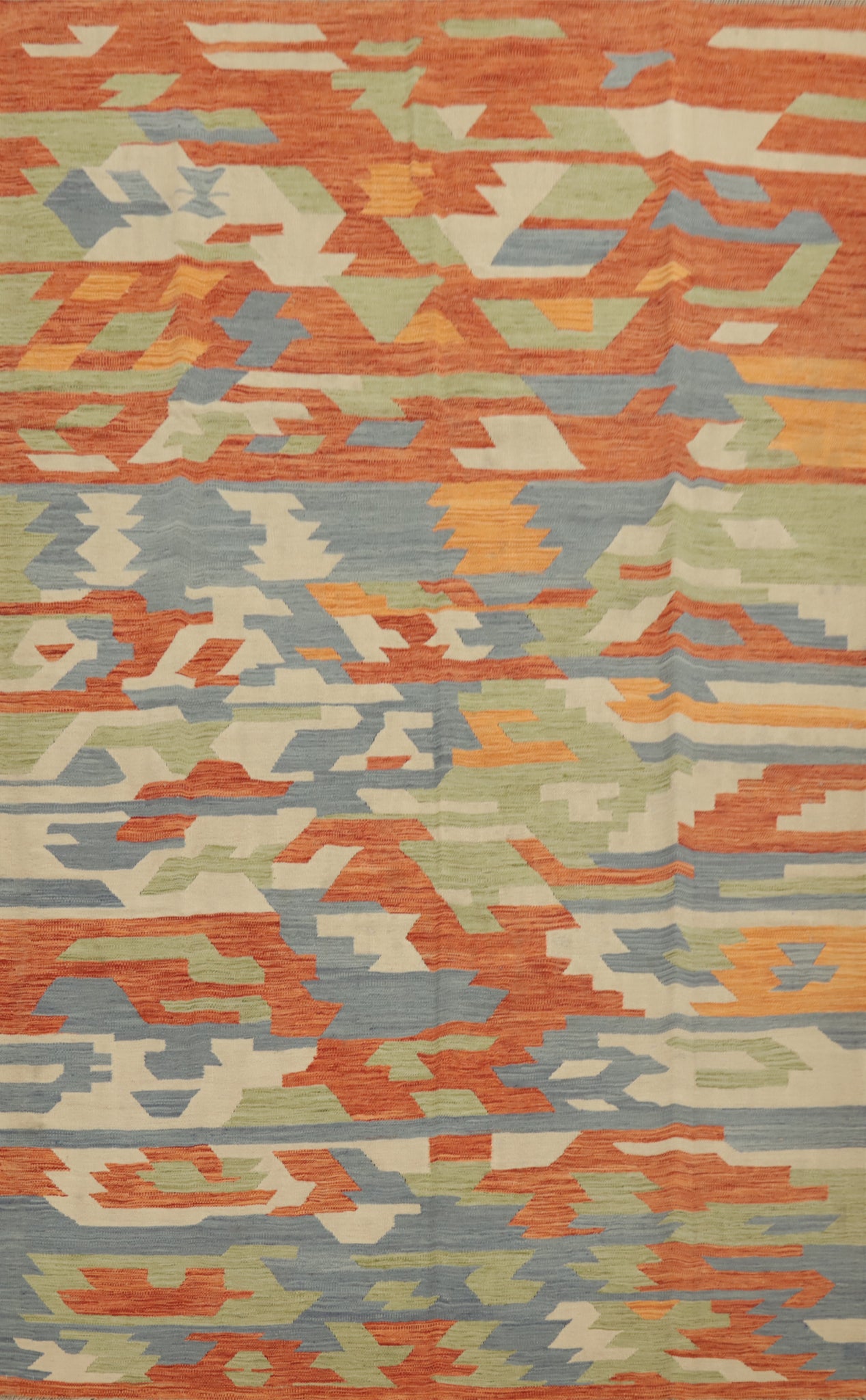 Colorful Contemporary Kilim Area Rug 7x10 Featuring Abstract Shapes
