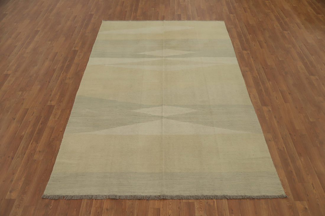 Contemporary Kilim Area Rug 6x9 Featuring Minimalist Geometric Designs