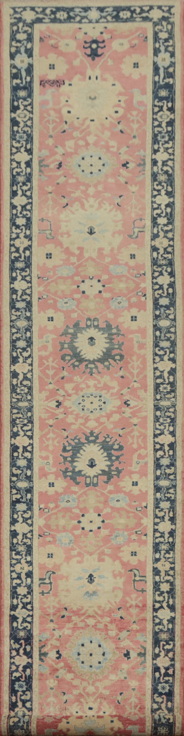 Pink Floral Ziegler Vegetable Dye Runner Rug 3x15