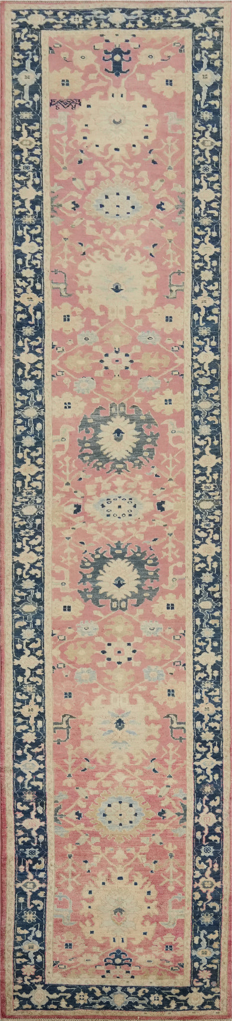 Premium Quality Long Runner Rug with Soft Pink Tones 3x15
