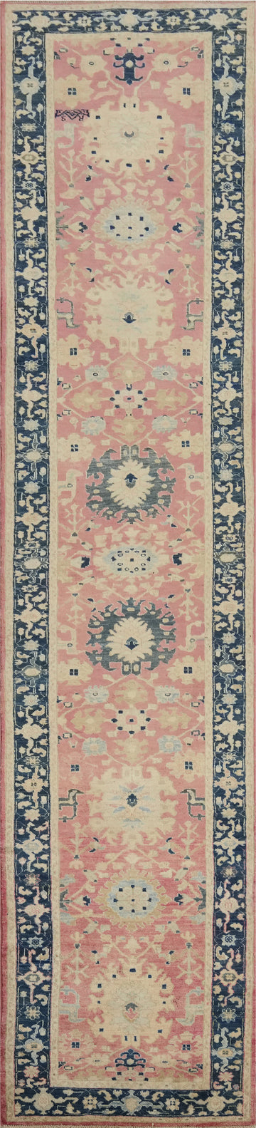 Premium Quality Long Runner Rug with Soft Pink Tones 3x15