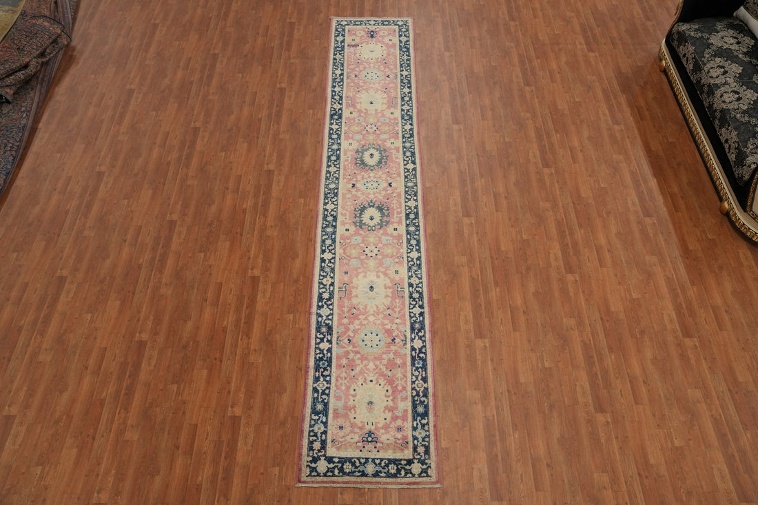 Premium Quality Long Runner Rug with Soft Pink Tones 3x15