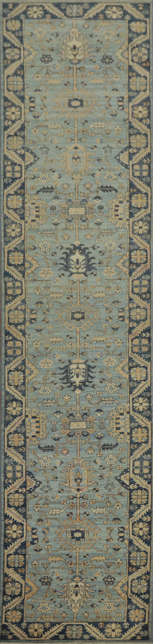 Vegetable Dye Ziegler Elegant Blue Floral Rug 3x16