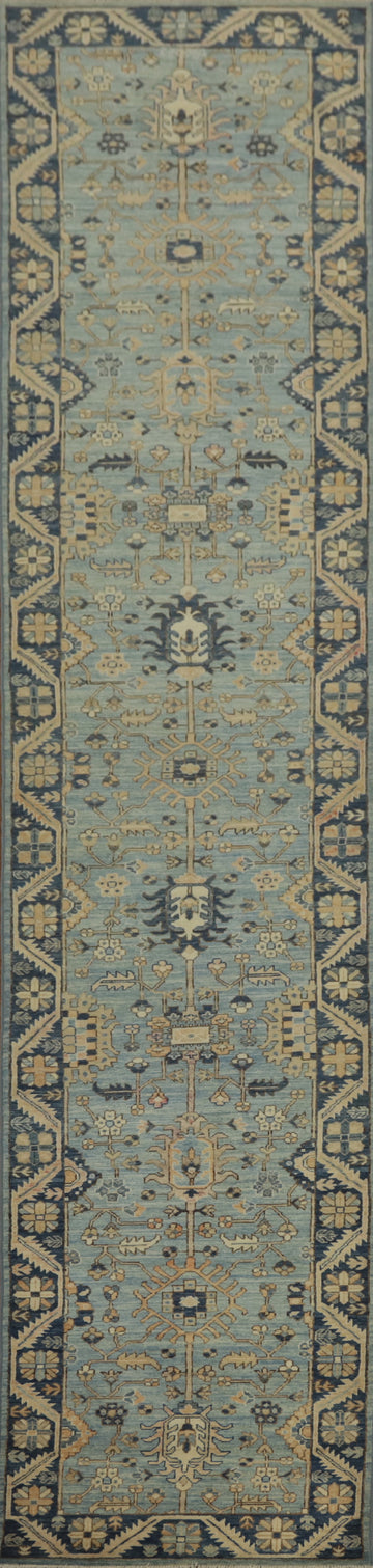 Vegetable Dye Ziegler Elegant Blue Floral Rug 3x16
