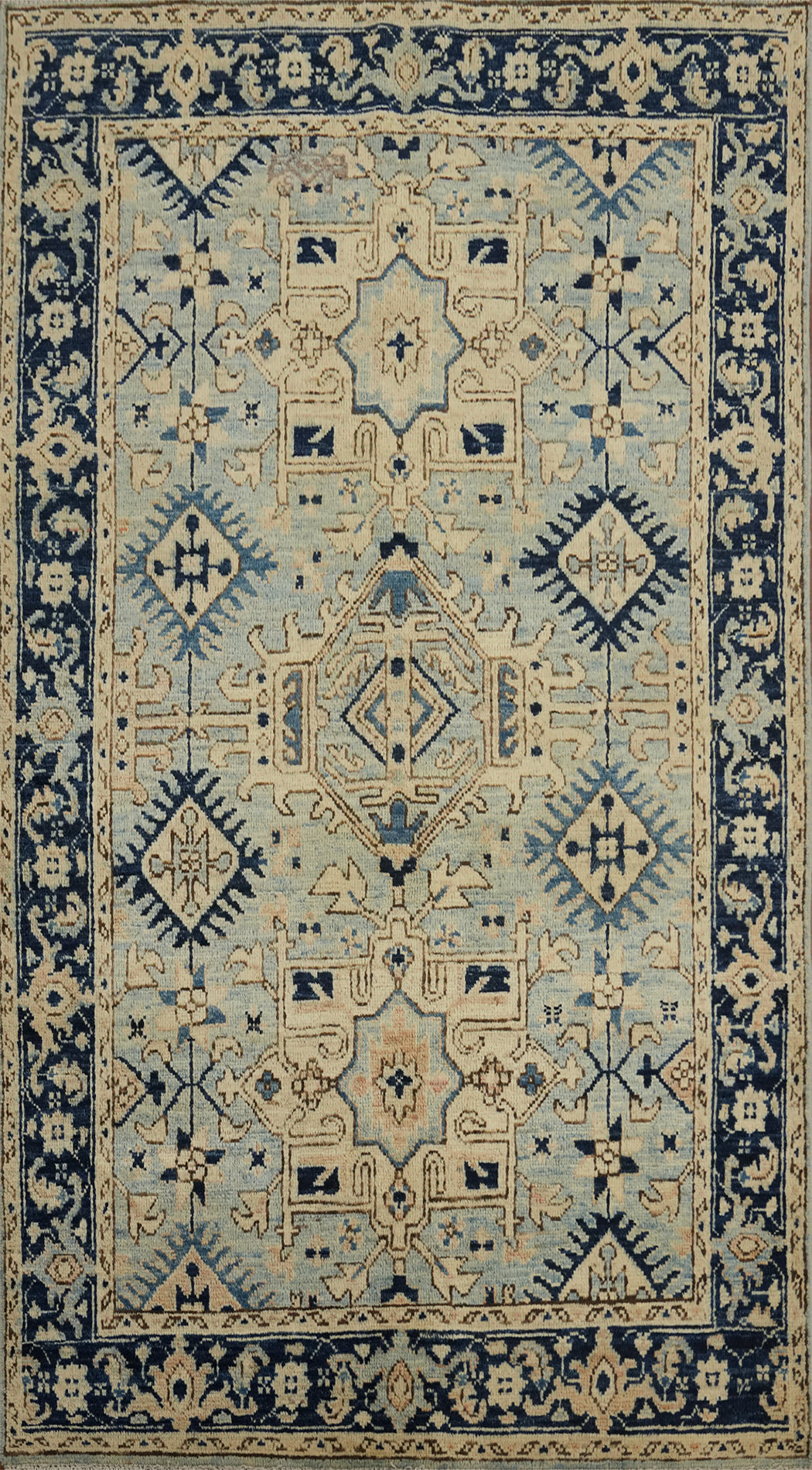 Vintage-Inspired Rug 4x7 Featuring Classic Blue and Beige Designs