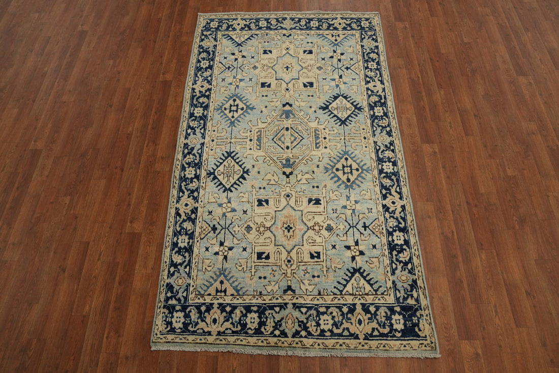 Vintage-Inspired Rug 4x7 Featuring Classic Blue and Beige Designs