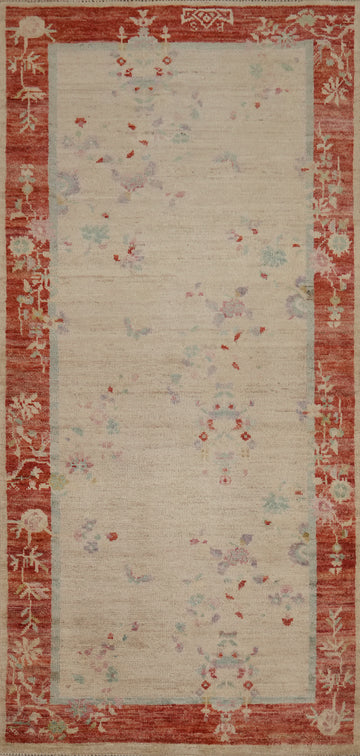 Timeless Floral Pattern Art Deco Handmade Rug 3x6
