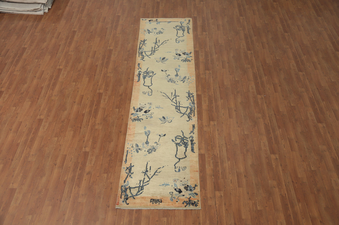 Vegetable Dye Floral Ziegler Wool Runner Rug 3x12