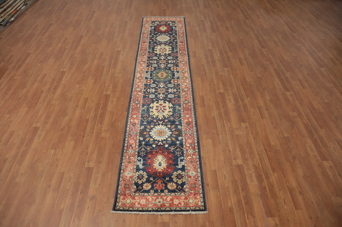 Navy Blue Ziegler Vegetable Dye Runner Rug 2x12