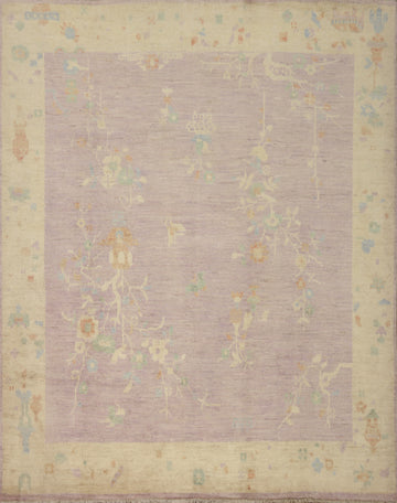 Vegetable Dye Floral Softly Toned Square Area Rug 7x7