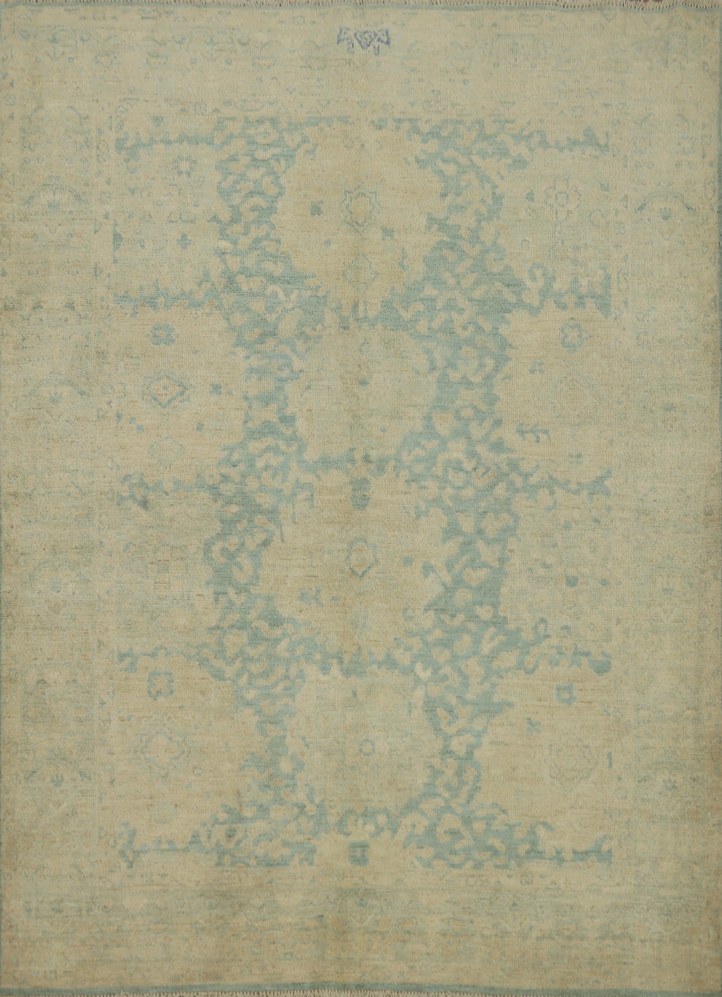 Handmade Blue Floral Ziegler Vegetable Dye Rug 5x7