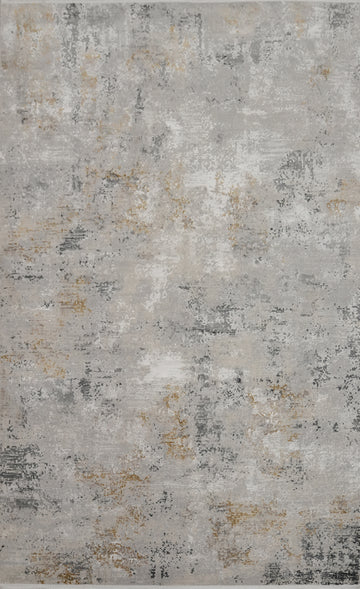 Contemporary Grey Rug with Subtle Gold Textured Design 5x7