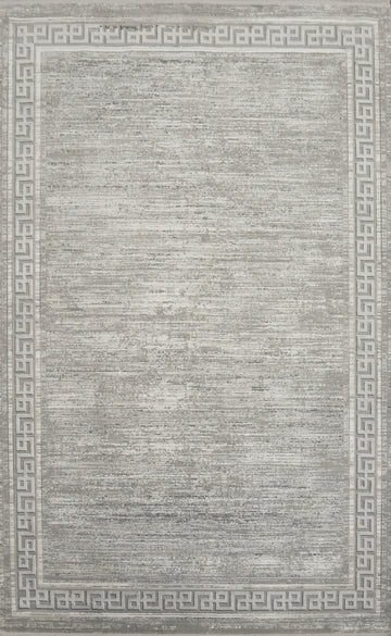 Timeless Style Gray Rug 5x7 with Iconic Greek Key Motif