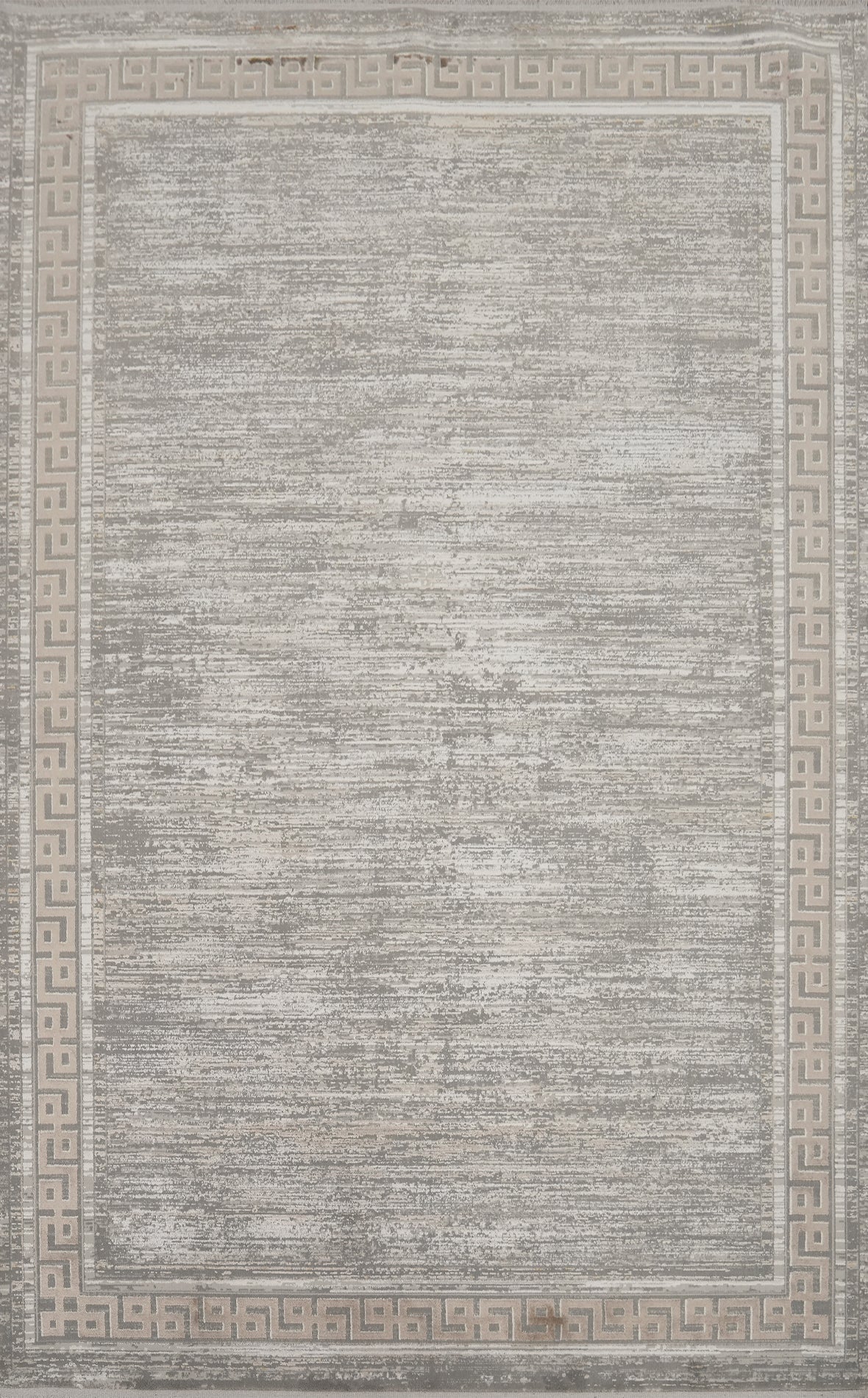 Light Geometric Border Flair Contemporary Gray Rug 5x7