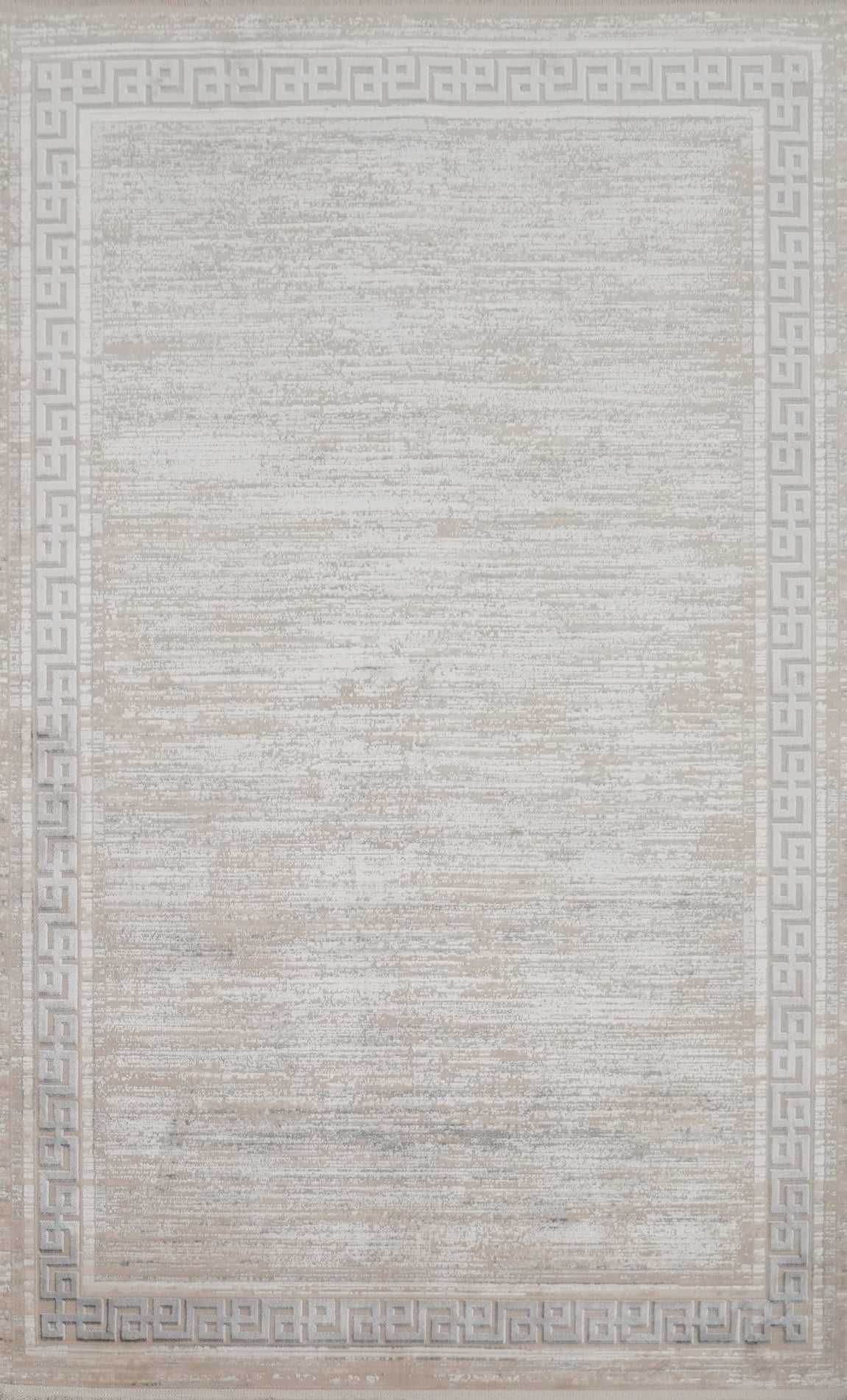 Subtle Neutral Tones Elegant Greek Key Border Rug 5x7