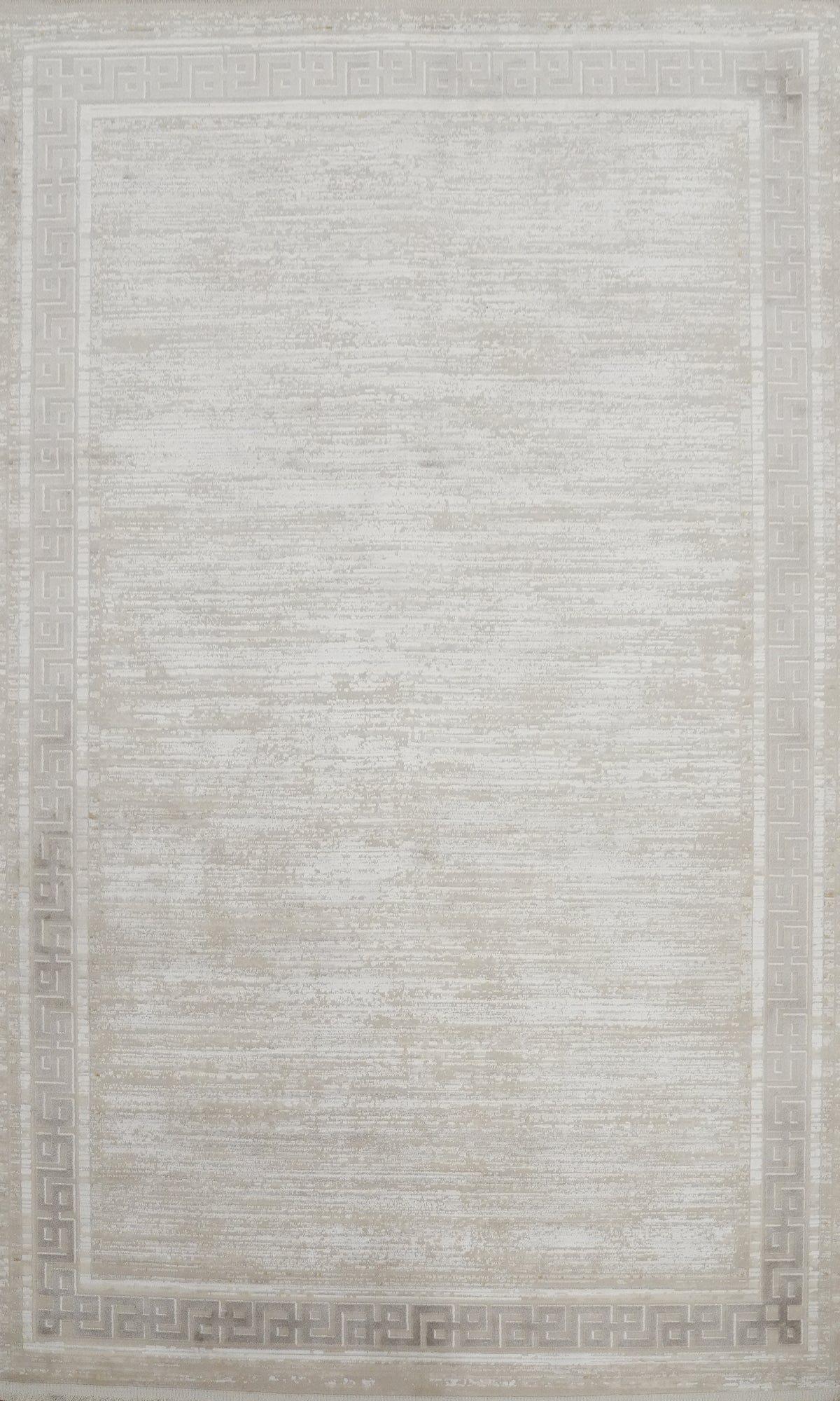 Minimalist Beige Area Rug 5x7 Featuring Greek Key Pattern