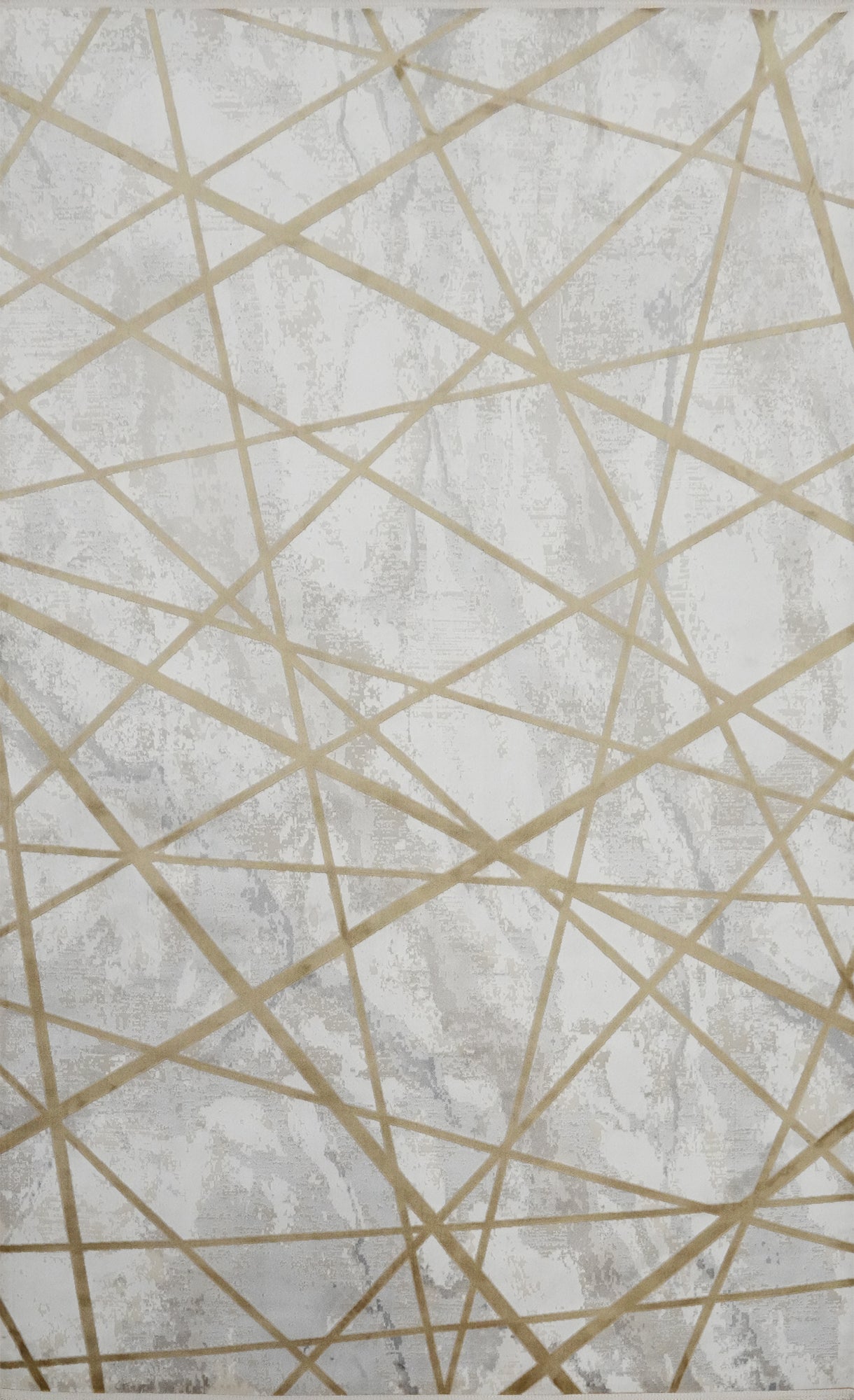 Stylish Rug 5x7 with Intersecting Golden Lines for Modern Interiors